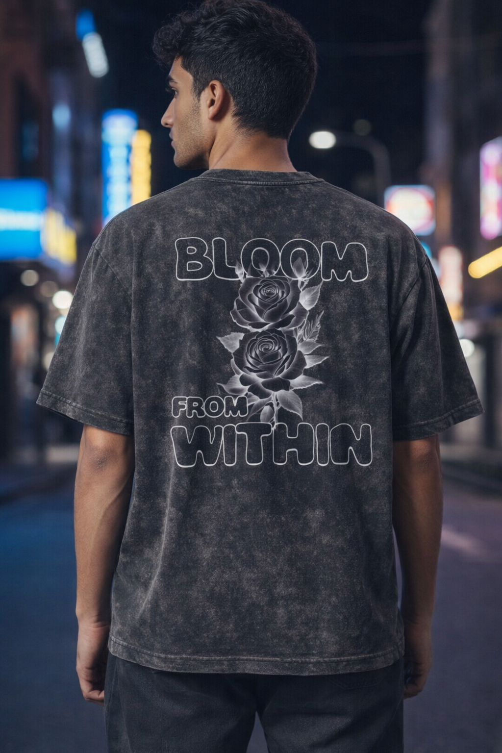 Bloom Within – Acid wash oversized Tee